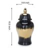 Regal Black Gilded Ginger Jar with Removable Lid, 9.8" x 18.9"