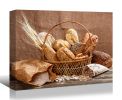 Framed Canvas, Still Life Bread in Basket Painting Decoration