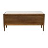 Walnut Accent Bench with Storage and Upholstered Cushion