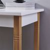 Simple Solid White Wood Straight Leg Desk With Drawer