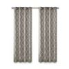 Grey Fretwork Print Grommet Top Window Curtain Panel 50"x84"