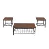 Rustic Brown 3 in 1 Coffee Table with Open Storage