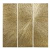 Gold Sunburst Hand Painted Triptych 3-pc Dimensional Art Set