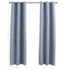 Blackout Curtains with Rings 2 pcs Gray 37"x 95" Fabric