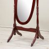 Traditional Queen Anna Style Wood Cheval Mirror, Cherry Finish