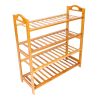 Light Wood Color Bamboo 4-Tier Shoe Rack, Shelf Storage