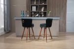 Black COOLMORE Bar Stools Set of 2, Wood Legs,37" Height