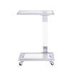 Chrome Glass Top C Shape Square, Acrylic Table, Metal Base