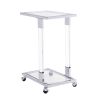 Chrome Glass Top C Shape Square, Acrylic Table, Metal Base