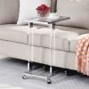 Chrome Glass Top C Shape Square, Acrylic Table, Metal Base