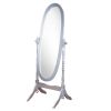 Traditional Queen Anna Style Wood Cheval Mirror, Silver Finish