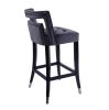 Suede Gray Velvet Barstool with Nailheads, 2 pc, 30" Seat height