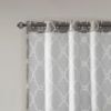 Grey Fretwork Print Grommet Top Window Curtain Panel 50"x84"