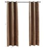 Blackout Curtains with Rings 2 pcs Beige 37"x 63" Velvet