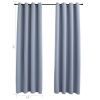 Blackout Curtains with Rings 2 pcs Gray 54"x 95" Fabric