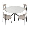 White Sintered Stone 53" Round Dining Table w/ 4 Metal Legs