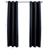 Blackout Curtains with Rings 2 pcs Black 37"x 63" Fabric