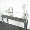 Mirrored Smooth Matte Silver 2-Drawer w/ Faux Crystal Knobs