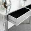 Mirrored Smooth Matte Silver 2-Drawer w/ Faux Crystal Knobs