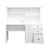 Antiqued White finish, Home Office Computer Desk with Hutch