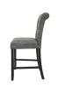 Charcoal Fabric, Nailheads Trim, Counter Height Chairs, Set of 2