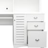 Antiqued White finish, Home Office Computer Desk with Hutch