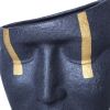 Black with Gold Accent Ceramic Face Sculpture Vase