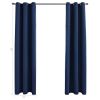 Blackout Curtains with Rings 2 pcs Navy Blue 37"x 63" Fabric