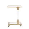 Golden Glass Top C Shape Square, Acrylic Table, Metal Base