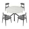 White Sintered Stone 53" Round Dining Table w/ 4 Metal Legs