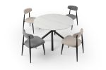 White Sintered Stone 53" Round Dining Table w/ 4 Metal Legs