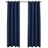 Blackout Curtains with Rings 2 pcs Navy Blue 54"x 63" Fabric