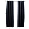 Blackout Curtains with Rings 2 pcs Black 54"x 63" Fabric