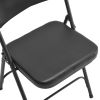 Black Metal Folding Chairs with Padded Seat and Back, 2 Pack