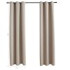 Blackout Curtains with Rings 2 pcs Beige 37"x 95" Fabric