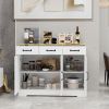 White Farmhouse Buffet Cabinet with 3 Drawers and 3 Doors