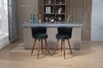 Black COOLMORE Bar Stools Set of 2, Wood Legs,37" Height