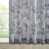 Printed Mauve And Neutral Floral Twist Tab Top Voile Curtain