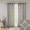 Grey Fretwork Print Grommet Top Window Curtain Panel 50"x84"