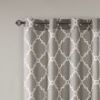 Grey Fretwork Print Grommet Top Window Curtain Panel 50"x84"