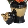 Regal Black Gilded Ginger Jar with Removable Lid, 9.8" x 18.9"