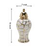 Regal White and Gold Ceramic Decorative Ginger Jar, 7" x 16"