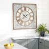 DecMode 36" Brown Metal Scroll Clock with Embossed Metal