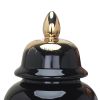 Regal Black Gilded Ginger Jar with Removable Lid, 9.8" x 18.9"