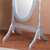 Traditional Queen Anna Style Wood Cheval Mirror, Silver Finish