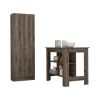 Dark Brown Ottawa 2 Piece Set, Kitchen Island + Pantry Cabinet