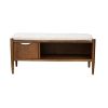 Walnut Accent Bench with Storage and Upholstered Cushion