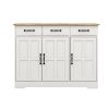 White Farmhouse Buffet Cabinet with 3 Drawers and 3 Doors