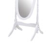 Traditional Queen Anna Style Wood Cheval Mirror, White Finish