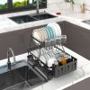 Dish Drying 2-Tier with Drainboard, Utensil Holder, & Cup Rack